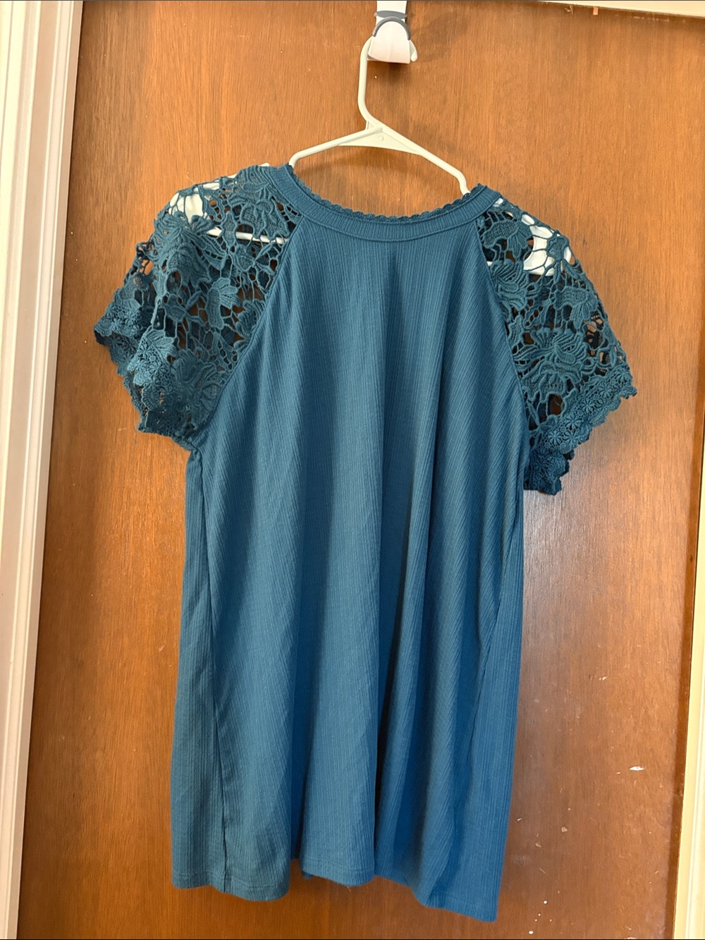 torrid Teal Crochet-Trim Ribbed Top